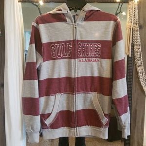 Gulf shores front zip hoodie size small maroon